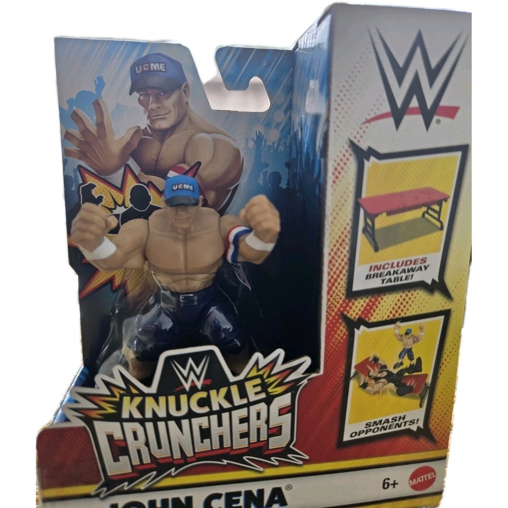 Mattel WWE Knuckle Crunchers John Cena Blue Hat Breakable Table Action Figure.